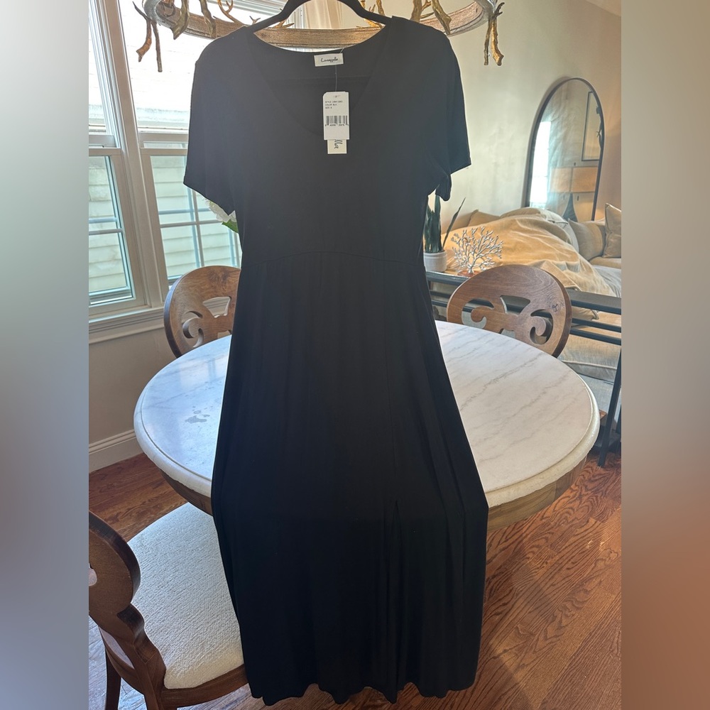 Loveappella women’s midi dress in black (small)
